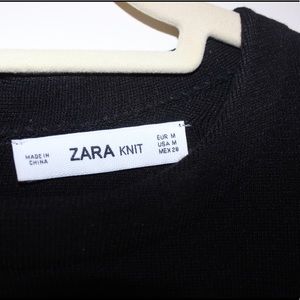 Zara Knit Long Sleeve Black Dress - Size 2